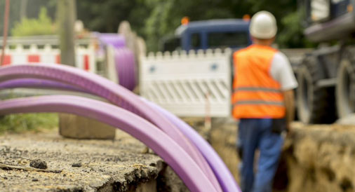 Spool of Fiber Optic Cable being Installed