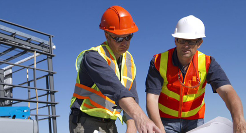 Two men on construction site